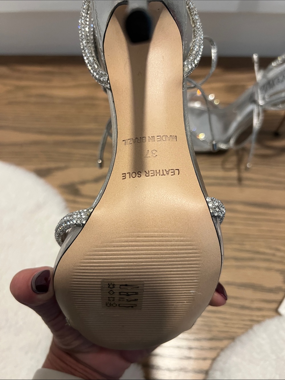 L'INTERVALLE Silver Rhinestone Lace-Up Stiletto Sandals - Picture 3 of 4